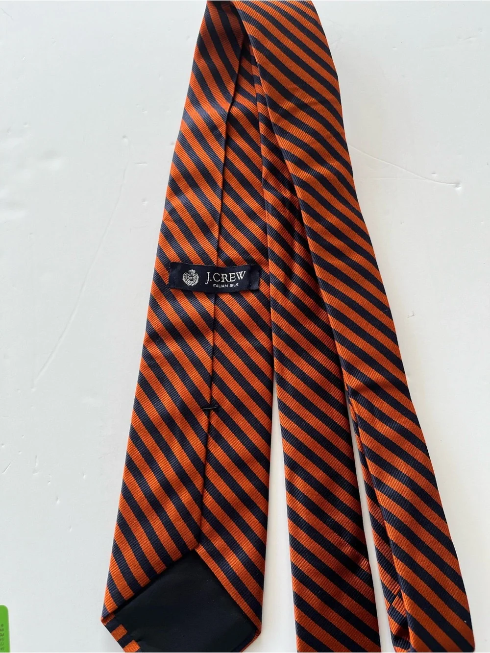 J.Crew 100% Silk Tie-Orange and Navy Diagonal Stripes